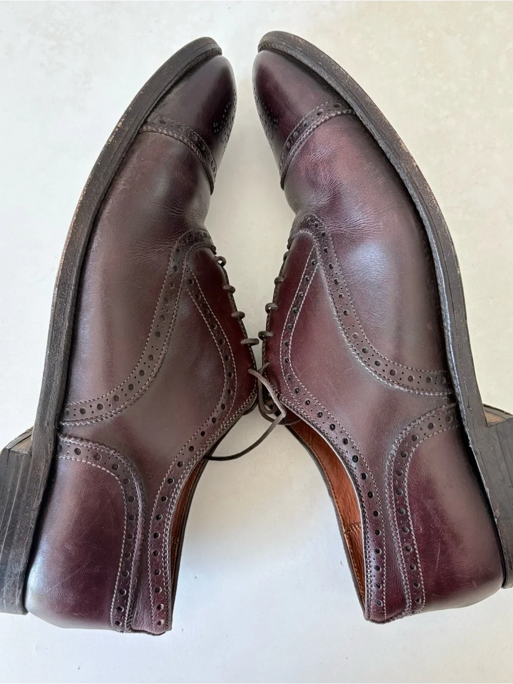 Alden #908 Burgundy Red Leather Oxford Dress Shoes Cap Toe Mens Size 10.5 D USA